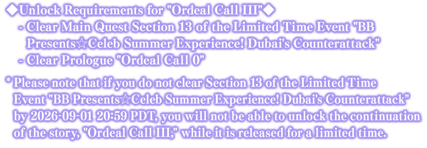 ◆Unlock Requirements for 