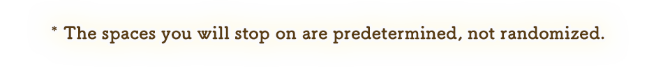 *The spaces you will stop on are predetermined, not randomized.