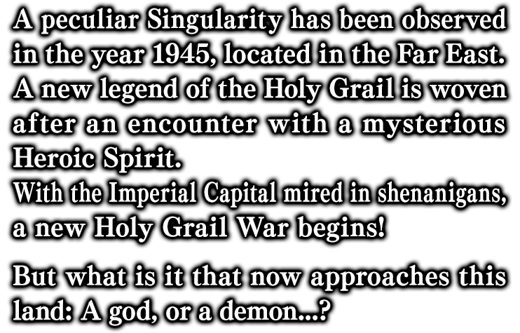 A peculiar Singularity has been observed in the year 1945, located in the Far East.