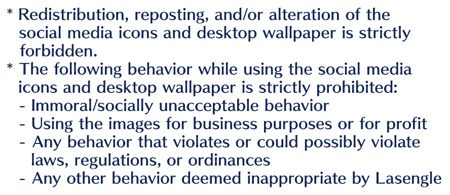 *Redistribution, reposting, and/or alteration of the social media icons and desktop wallpaper is strictly forbidden.