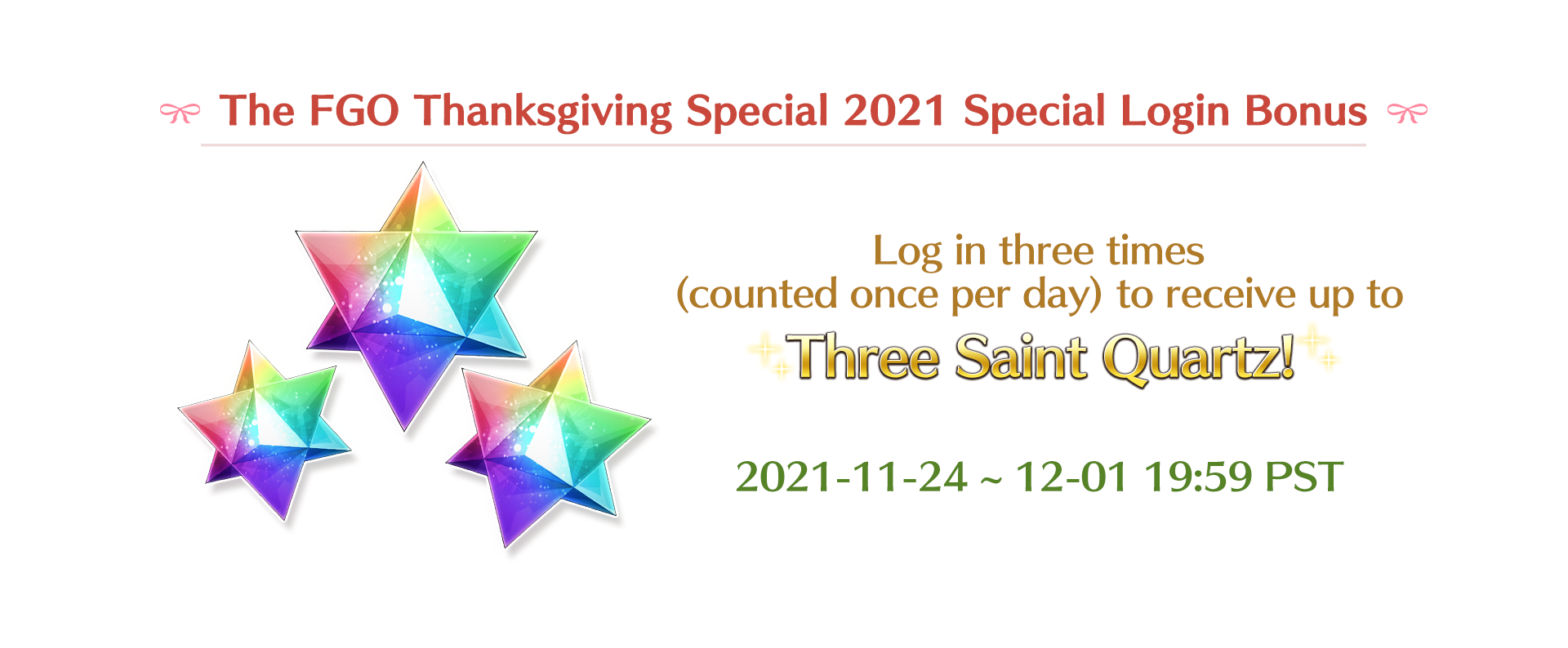 The FGO Thanksgiving Special 2021 Special Login Bonus
